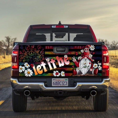 Let It Be Gnome Happy Peace truck Tailgate Decal Sticker Wrap Mother's Day Father's Day Camping Hunting Wrap Decals For Trucks