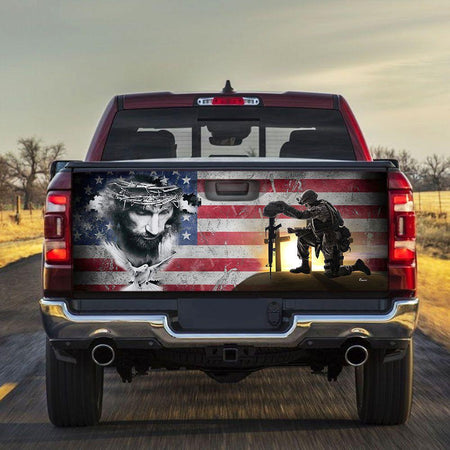 May God Bless Our Veterans truck Tailgate Decal Sticker Wrap Mother's Day Father's Day Camping Hunting Wrap Decals For Trucks