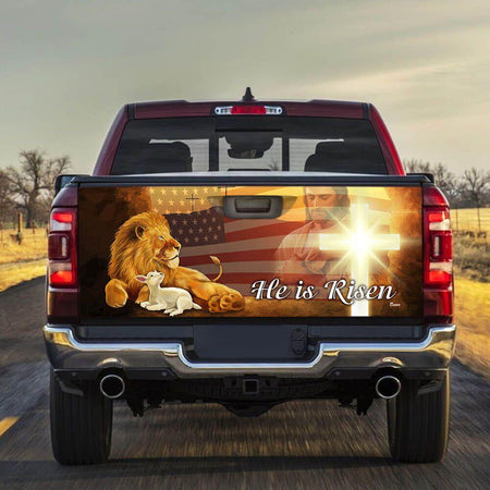 He Is Risen Lion And Latruck Tailgate Decal Sticker Wrap Mother's Day Father's Day Camping Hunting Wrap Decals For Trucks