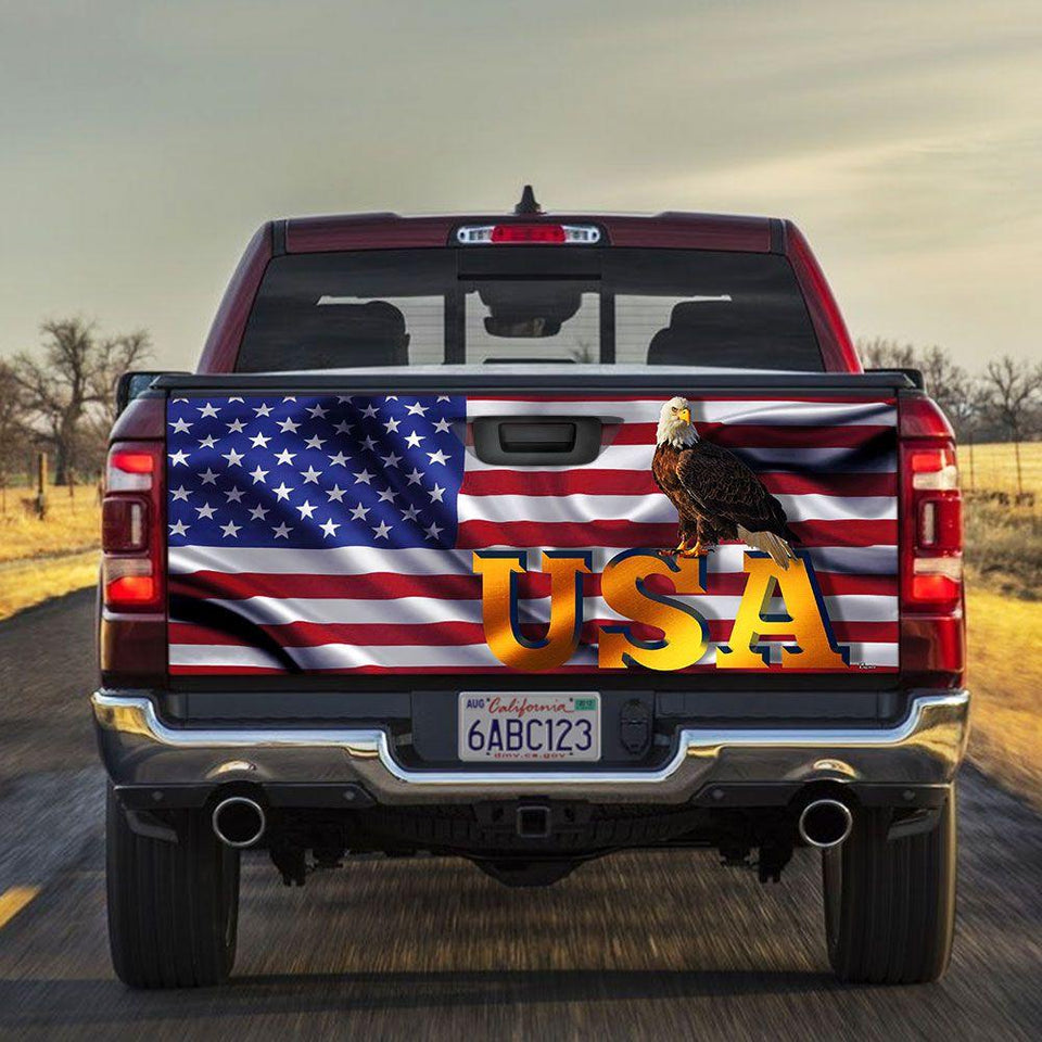 Proud American truck Tailgate Decal Sticker Wrap Mother's Day Father's Day Camping Hunting High Quality Gift Idea Tailgate Wrap Decals For Trucks