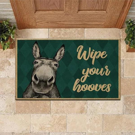 Donkey Wipe Your Hooves Animal Indoor Outdoor Doormat Floor Mat Funny Gift Ideas Welcome Mat Farm Rug Housewarming Gift Gift For Famer Friend Family Gift For Donkey Lover Farm Animal Lovers