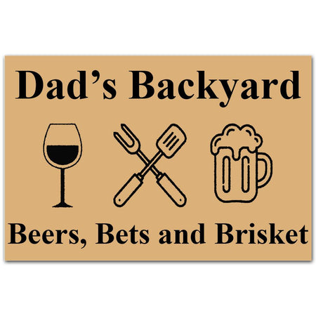 Dad'S Backyard Beers Bets And Brisket  Funny Welcome Mat Housewarming Gift Home Decor Funny Indoor Outdoor Doormat Floor Mat Funny Gift Ideas