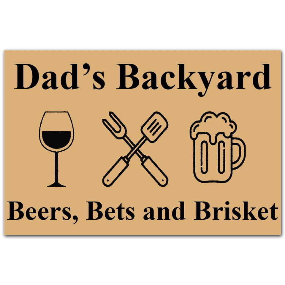 Dad'S Backyard Beers Bets And Brisket  Funny Welcome Mat Housewarming Gift Home Decor Funny Indoor Outdoor Doormat Floor Mat Funny Gift Ideas