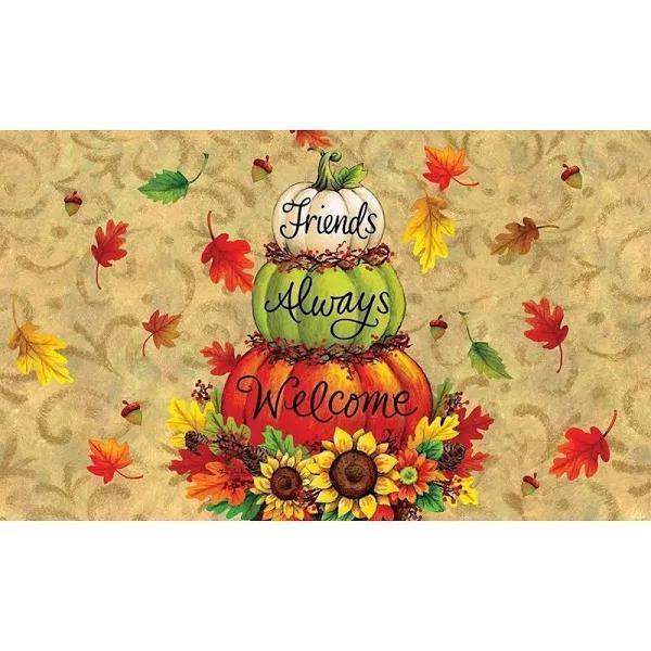 Pumpkin Topiary Friends Always Welcome Welcome Mat Housewarming