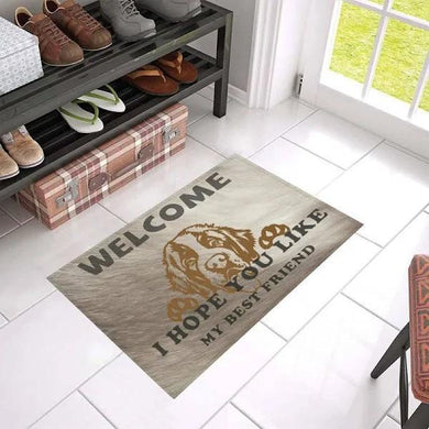St Bernard Tired Face I Hope You Like My Best Friend Funny Gift Ideas Home Decor Funny Welcome Mat Housewarming Gift Home Decor Funny Indoor Outdoor Doormat Floor Mat Funny Gift Ideas