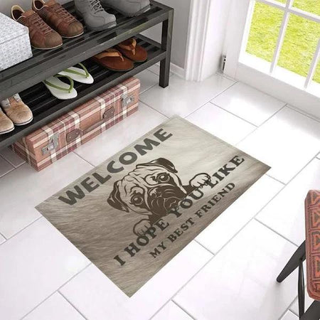 I Hope You Like My Best Friend Pug Welcome Mat Housewarming Gift Home Decor Funny Indoor Outdoor Doormat Floor Mat Funny Gift Ideas Gift For Dog Lovers
