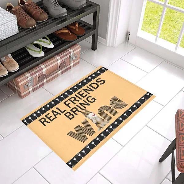 Sheltie Real Friends Welcome Mat Housewarming Gift Home Decor Funny Indoor Outdoor Doormat Floor Mat Funny Gift Ideas Gift For Dog Lovers