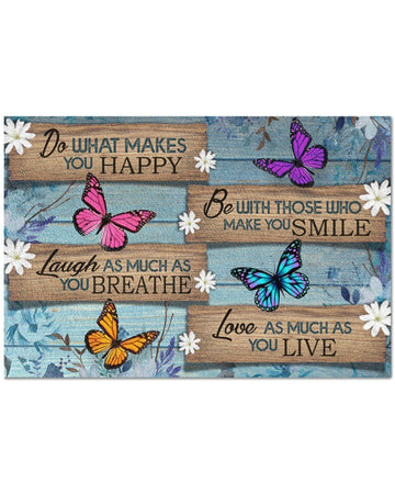 Do What Makes You Happy Butterfly Indoor Outdoor Doormat Floor Mat Funny Gift Ideas Indoor Gift Ideas Warm House Gift Welcome Mat Home Decor Gift For Memorial Butterfly Lover For Family Friend