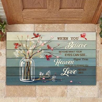 Cardinal Memorial Wall Decor When You Believe Indoor Outdoor Doormat Floor Mat Funny Gift Ideas Welcome Mat House Warming Gift Home Decor Gift For Cardinal Lovers