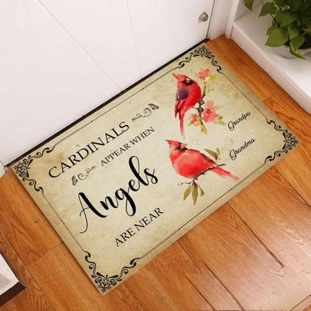 Cardinals Appear When Angels Are Near Memorial Indoor Outdoor Doormat Floor Mat Funny Gift Ideas Floor Rug Housewarming Gift