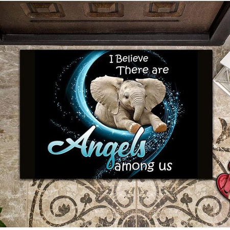 Memorial I Believe There Are Angels Among Us Indoor Outdoor Doormat Floor Mat Funny Gift Ideas Welcome Mat Housewarming Gift Home Decor Funny Gift For Elephant Lovers