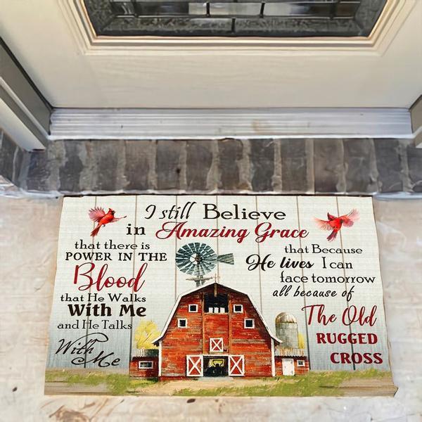 Farmhouse Cardinal I Still Believe In Amazing Grace Indoor Outdoor Doormat Floor Mat Funny Gift Ideas Rug Housewarming Gift Family Welcome  Gift Home Decor Warm House Gift Welcome Mat