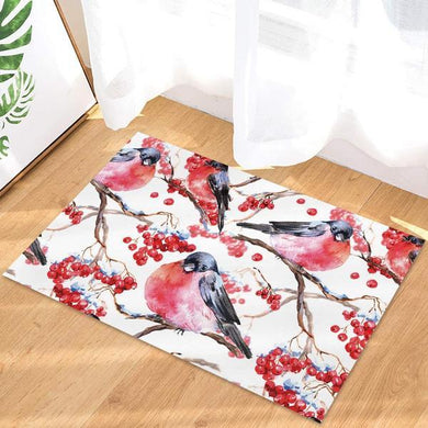 Red Cardinal Berry Branch Watercolor Rug Indoor Outdoor Doormat Floor Mat Funny Gift Ideas Indoor And Outdoor Mat Entrance Rug Sweet Home Decor Housewarming Gift