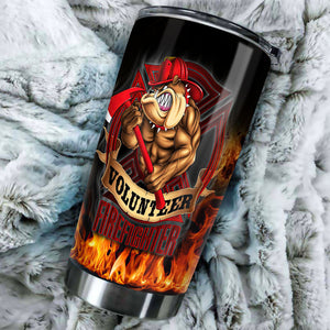 Camellia Personalized Volunteer Firefighter Bulldog Fire Honor Rescue Stainless Steel Tumbler - Double-Walled Insulation Thermal Cup With Lid Gift For Firefighter Firemen