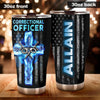 Camellia Personalized American USA Glag Correctional Officer Stainless Steel Tumbler - Double-Walled Insulation Thermal Cup With Lid Gift For Police Officer Military 4th Of July