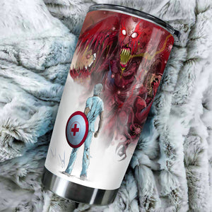 Camellia Personalized I Battle The Angel Of Death Stainless Steel Tumbler - Double-Walled Insulation Thermal Cup With Lid Gift For Doctor Nurse