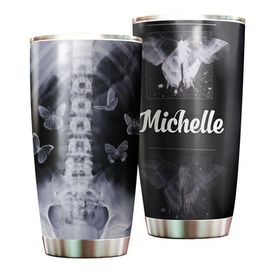 Camellia Personalized Xray Butterfly Graphics Stainless Steel Tumbler - Double-Walled Insulation Travel Thermal Cup With Lid For Doctor Nurse