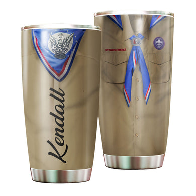 Camellia Personalized Boyscouts Of American Uniform Stainless Steel Tumbler - Double-Walled Insulation Travel Thermal Cup With Lid Gift For Boy Scouts Teenager