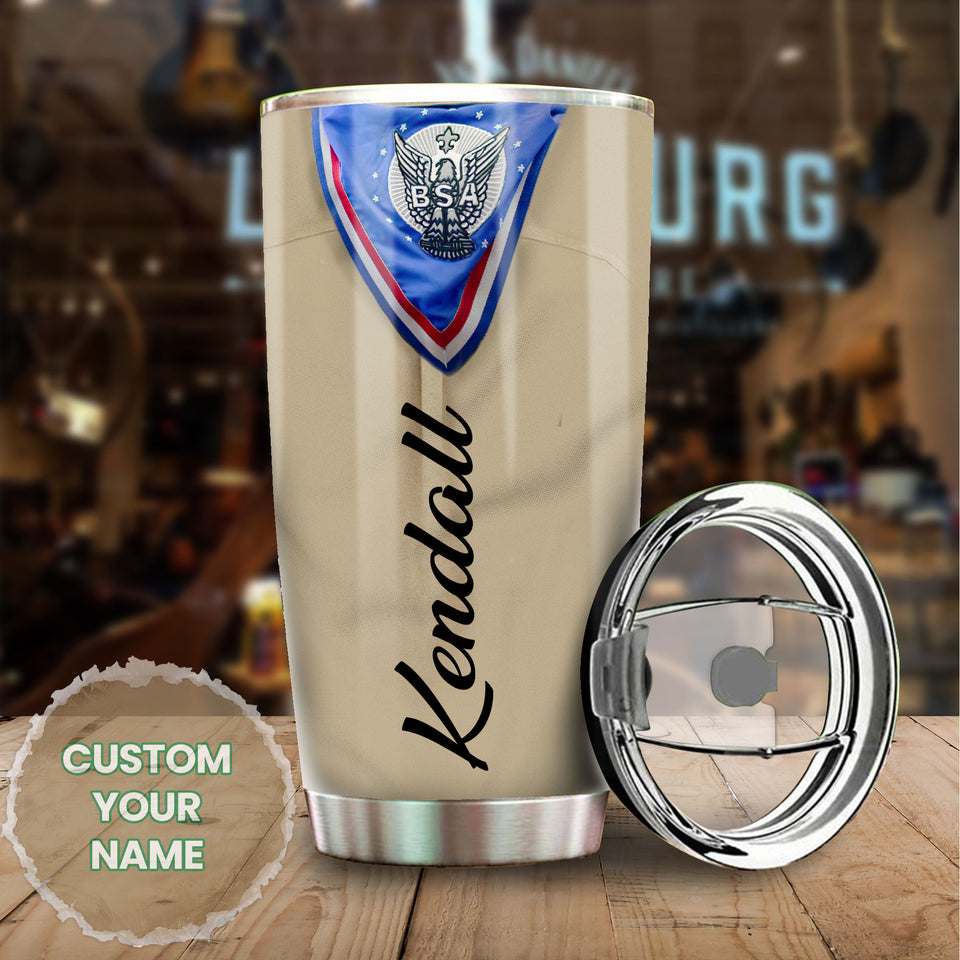 Camellia Personalized Boyscouts Of American Uniform Stainless Steel Tumbler - Double-Walled Insulation Travel Thermal Cup With Lid Gift For Boy Scouts Teenager