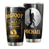 Camellia Personalized Bigfoot World Champion Social Distancing Stainless Steel Tumbler - Double-Walled Insulation Travel Thermal Cup With Lid Gift For Yeti Sasquatch Believer