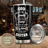 Camellia Personalized God Grant Me Wisdom To Play Guitar Stainless Steel Tumbler - Double-Walled Insulation Travel Thermal Cup With Lid Gift For Guitarist Bass Player