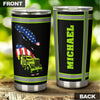 Camellia Personalized American US FLag Green Truck Graphics Stainless Steel Tumbler - Double-Walled Insulation Travel Thermal Cup With Lid Gift For 4th Of July Trucker Men
