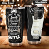 Camellia Personalized God Grant Me Wisdom To Play Guitar Stainless Steel Tumbler - Double-Walled Insulation Travel Thermal Cup With Lid Gift For Guitarist Bass Player