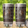 Camellia Personalized Viking Warrior Horse Graphics Wooden Style Stainless Steel Tumbler - Double-Walled Insulation Thermal Cup With Lid Gift For Viking Horse Lover