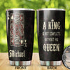 Camellia Personalized Skull King Not Complete Without His Queen Stainless Steel Tumbler - Double-Walled Insulation Travel Thermal Cup With Lid Gift For Valentines Day Couple