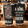 Camellia Personalized Skull King Not Complete Without His Queen Stainless Steel Tumbler - Double-Walled Insulation Travel Thermal Cup With Lid Gift For Valentines Day Couple