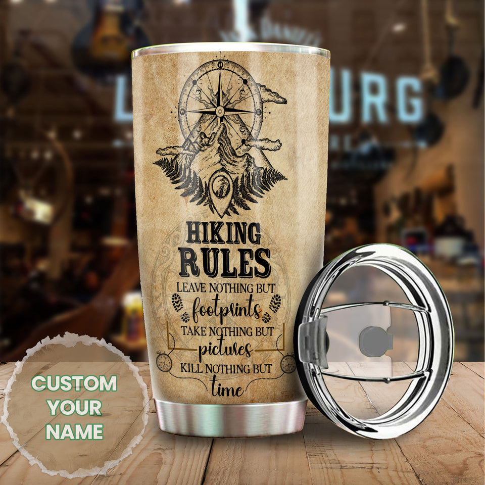 Camellia Personalized Hiking Rules Stainless Steel Tumbler - Double-Walled Insulation Travel Thermal Cup With Lid Gift For Dad