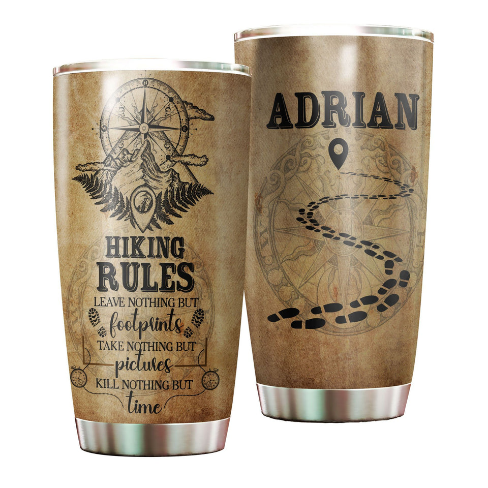 Camellia Personalized Hiking Rules Stainless Steel Tumbler - Double-Walled Insulation Travel Thermal Cup With Lid Gift For Dad
