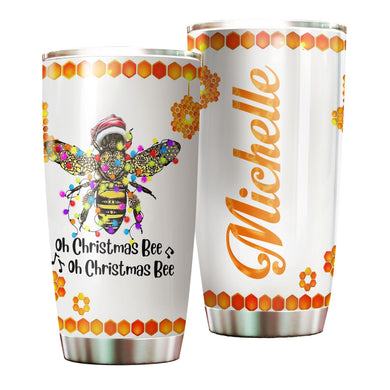 Camellia Personalized Oh Christmas Bee Honey Bee Stainless Steel Tumbler - Double-Walled Insulation Thermal Cup With Lid Gift For Christmas