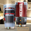 Camellia Personalized Red Truck Metal Style Graphics Stainless Steel Tumbler - Double-Walled Insulation Travel Thermal Cup With Lid Gift For Trucker Dad Husband Men