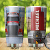 Camellia Personalized Red Truck Metal Style Graphics Stainless Steel Tumbler - Double-Walled Insulation Travel Thermal Cup With Lid Gift For Trucker Dad Husband Men