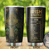 Camellia Personalized Irish Facts Metal Style Stainless Steel Tumbler - Double-Walled Insulation Travel Thermal Cup With Lid Gift For Faith Believer