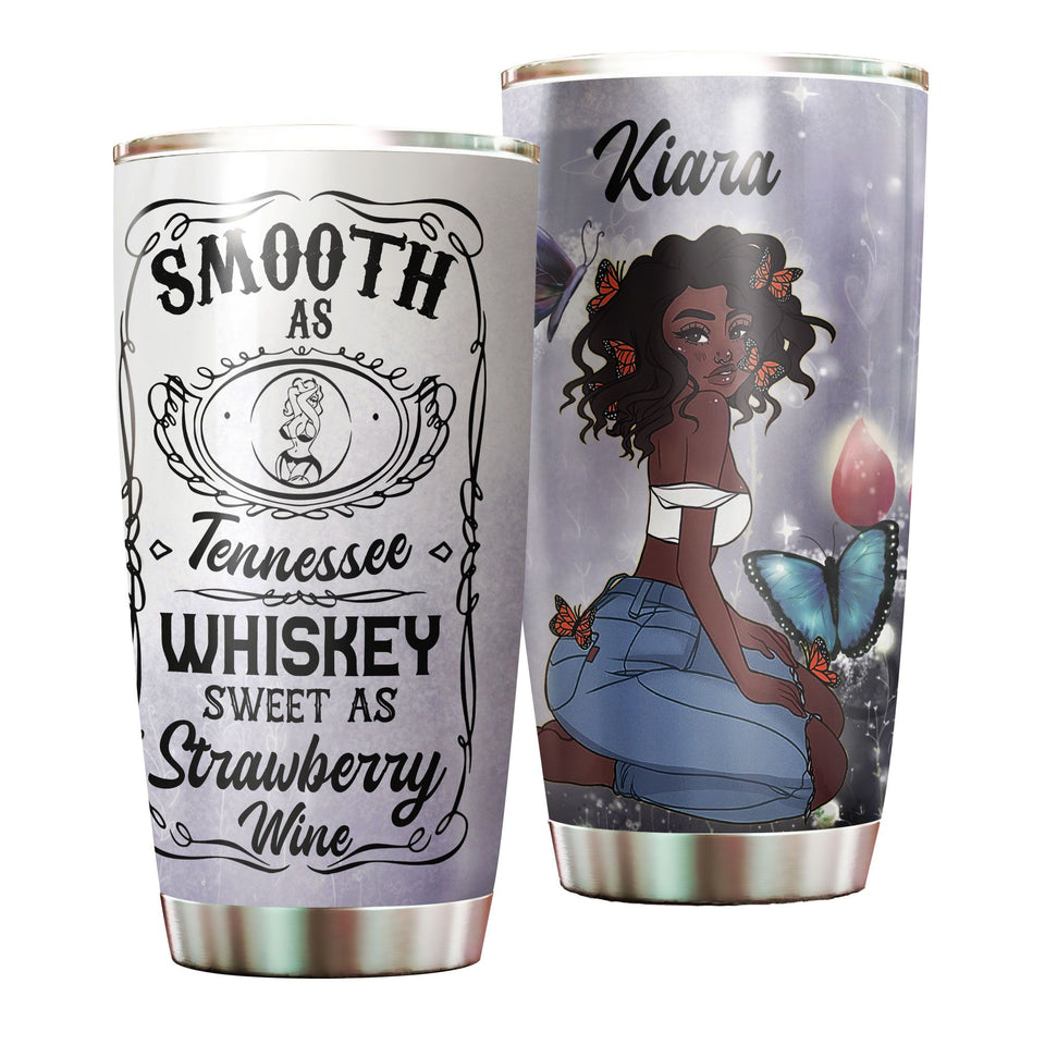 Camellia Personalized Afro Girl Country Music Smooth As Tennessee Strawberry Wine Stainless Steel Tumbler - Double-Walled Insulation Thermal Cup With Lid Gift For Girl Loves Whiskey