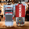 Camellia Personalized Red Truck Metal Style Graphics Stainless Steel Tumbler - Double-Walled Insulation Travel Thermal Cup With Lid Gift For Trucker Dad Husband Men