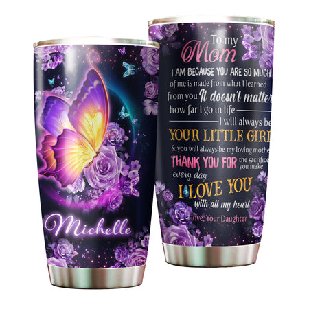 Camellia Personalized To My Mom I Love You Stainless Steel Tumbler - Double-Walled Insulation Thermal Cup With Lid Daughter Gift For Mommy Mother's Day