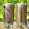 Camellia Personalized Firefighter American Flag Fire Rescue Metal Stainless Steel Tumbler - Double-Walled Insulation Travel Thermal Cup With Lid Gift For Firemen Volunteer