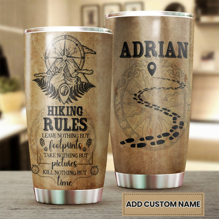 Camellia Personalized Hiking Rules Stainless Steel Tumbler - Double-Walled Insulation Travel Thermal Cup With Lid Gift For Dad