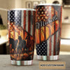 Camellia Personalized Horse American USA FLag Graphics Stainless Steel Tumbler - Double-Walled Insulation Travel Thermal Cup With Lid Gift For Horse Lover Barrel Racing