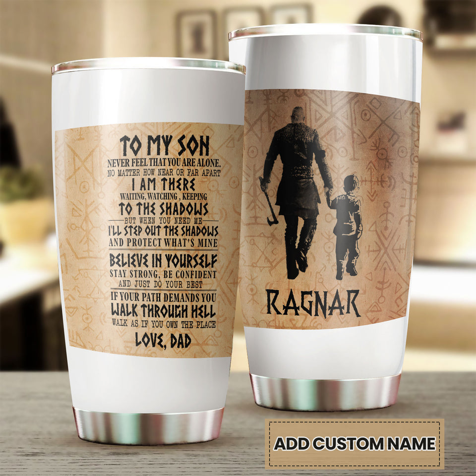 Camellia Personalized Viking To My Son Motivational Quotes Stainless Steel Tumbler - Double-Walled Insulation Thermal Cup With Lid Dad Gift To Son