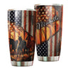 Camellia Personalized Horse American USA FLag Graphics Stainless Steel Tumbler - Double-Walled Insulation Travel Thermal Cup With Lid Gift For Horse Lover Barrel Racing