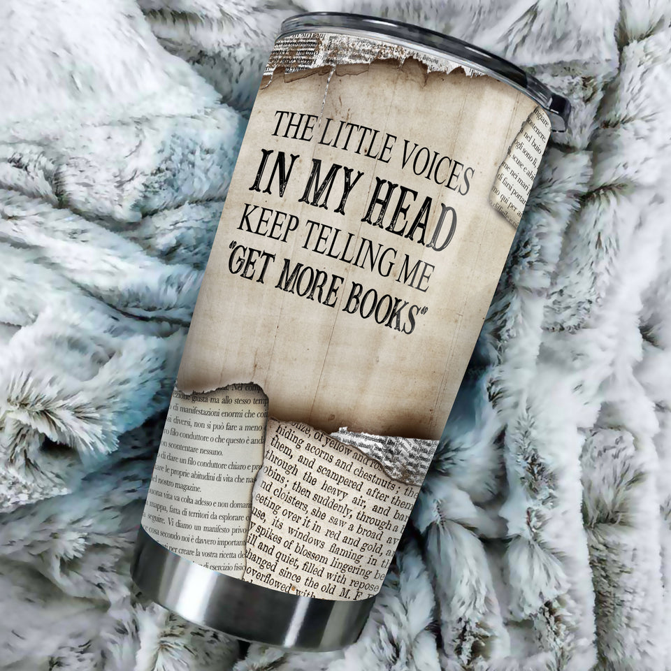 Camellia Personalized Little Voice Get More Books Stainless Steel Tumbler - Double-Walled Insulation Coffee Thermal Cup With Lid Gift For Bookworms Nerd Librarian