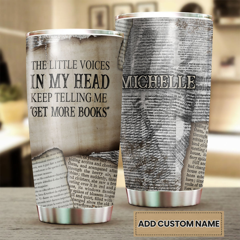 Camellia Personalized Little Voice Get More Books Stainless Steel Tumbler - Double-Walled Insulation Coffee Thermal Cup With Lid Gift For Bookworms Nerd Librarian