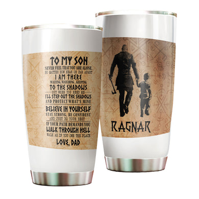 Camellia Personalized Viking To My Son Motivational Quotes Stainless Steel Tumbler - Double-Walled Insulation Thermal Cup With Lid Dad Gift To Son