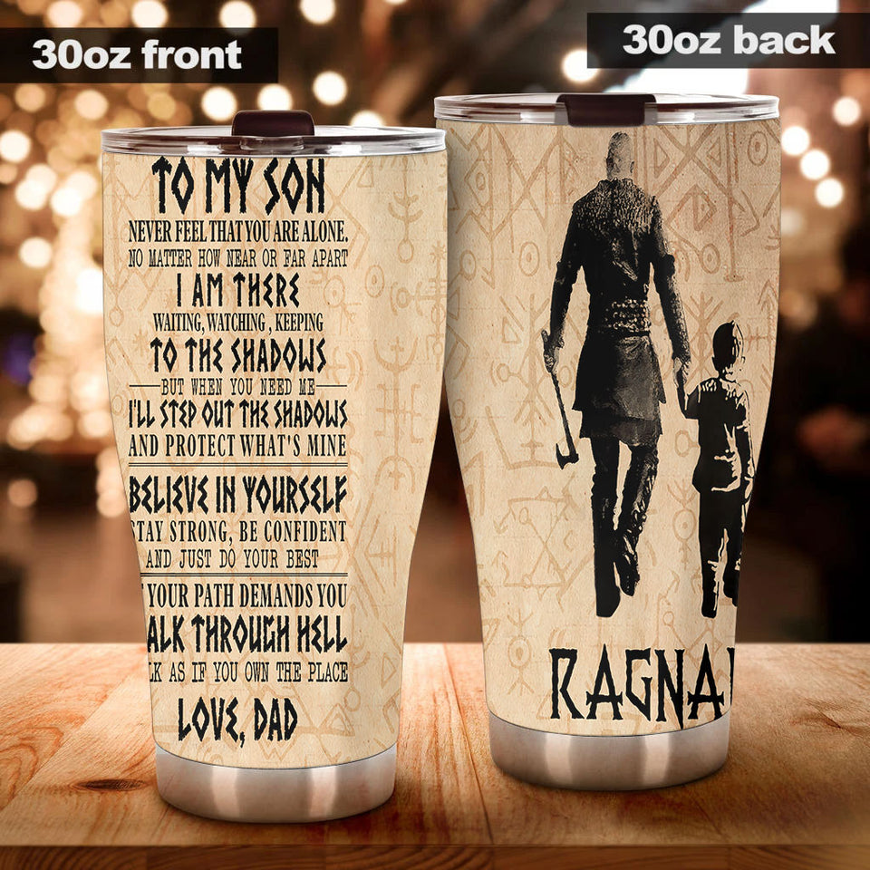 Camellia Personalized Viking To My Son Motivational Quotes Stainless Steel Tumbler - Double-Walled Insulation Thermal Cup With Lid Dad Gift To Son