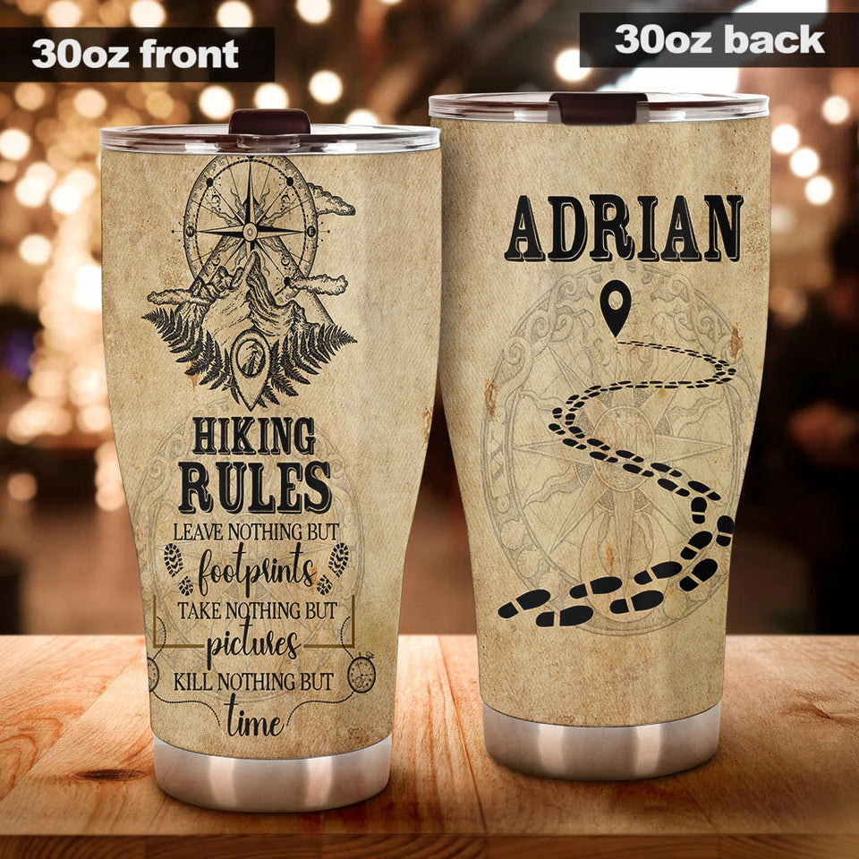 Camellia Personalized Hiking Rules Stainless Steel Tumbler - Double-Walled Insulation Travel Thermal Cup With Lid Gift For Dad