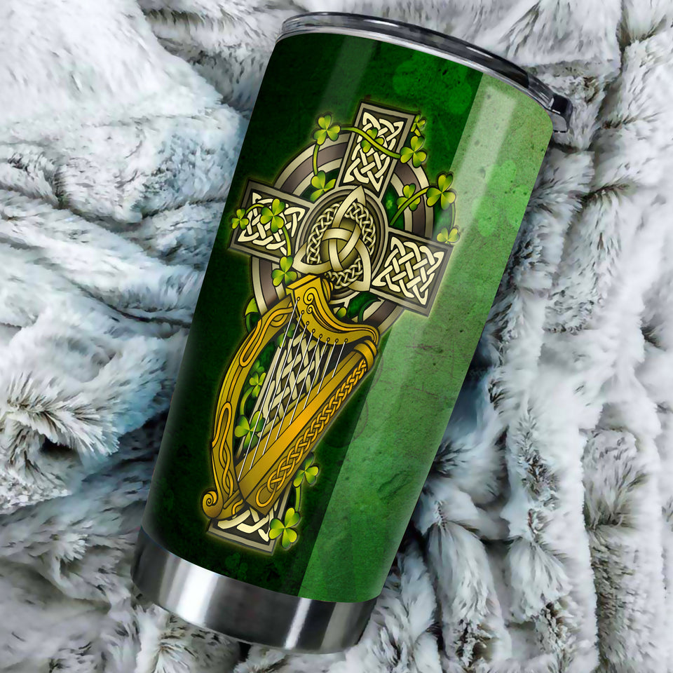 Camellia Personalized Irish St Patrick Day Green Clover Graphics Stainless Steel Tumbler - Double-Walled Insulation Thermal Cup With Lid Gift For St Patrick Day